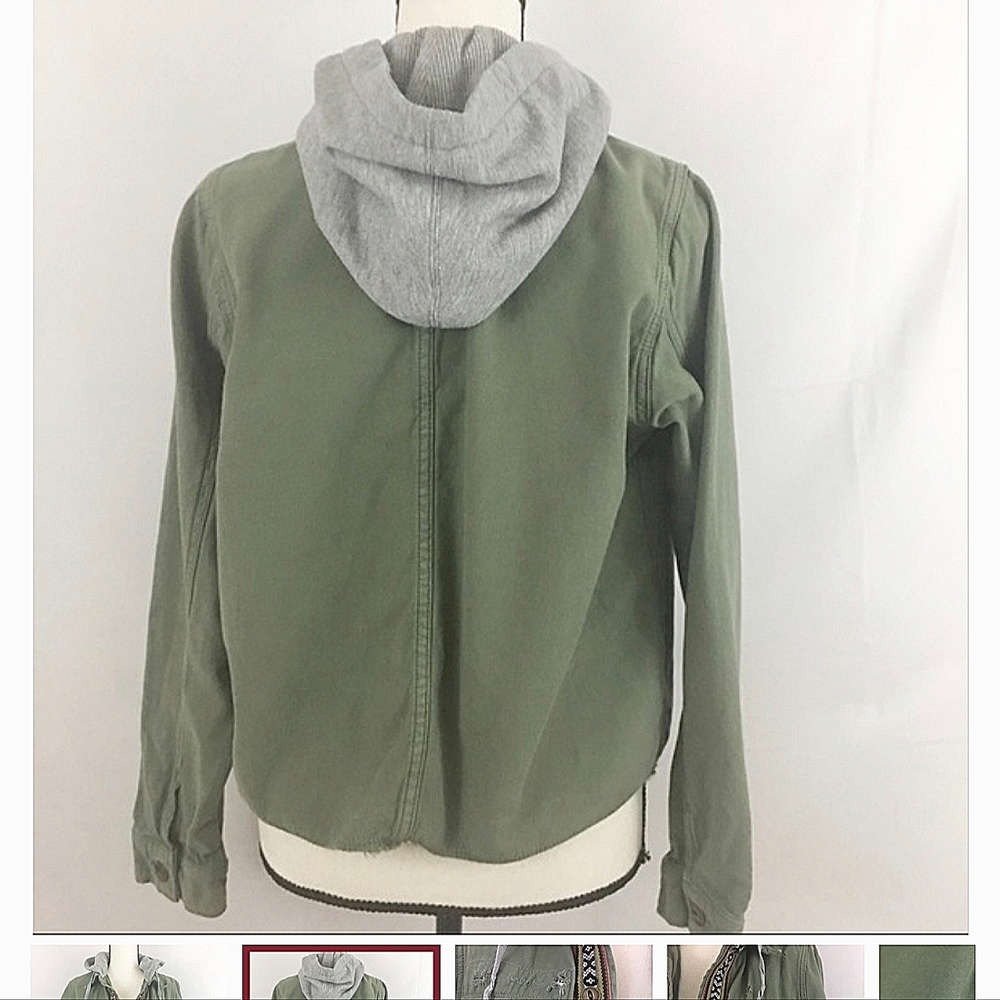 Free People Weekend Warrior Military Jacket Hood - Picture 5 of 9